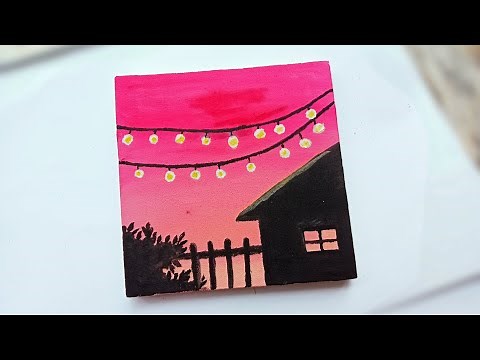 Easy acrylic painting for beginners|| simple painting techniques|| Easy Aesthetic painting ideas||