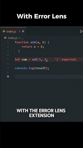 Error Lens in VS Code #vscode #coding #programming