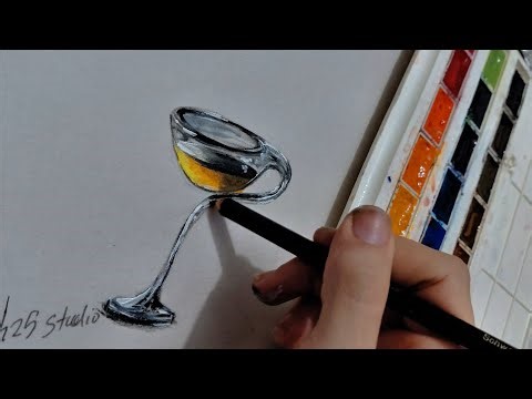 How to paint a drinking glass with easy techniques / drawing tutorials