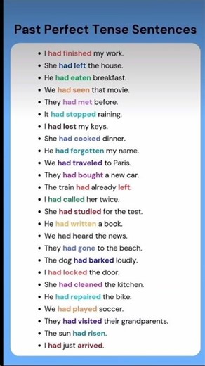30 Past Perfect Tense Sentences - MasterEnglish Grammar & Improve Your Fluency!