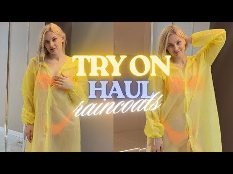 [4K] Yellow Raincoat Try-On Haul | Aesthetic Rainy Day Outfit Ideas