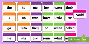 Colored Phase 2 to 5 Tricky Words Flashcards