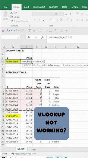 VLOOKUP Not Working? Here's a Fix in Less Than 1 Minute!