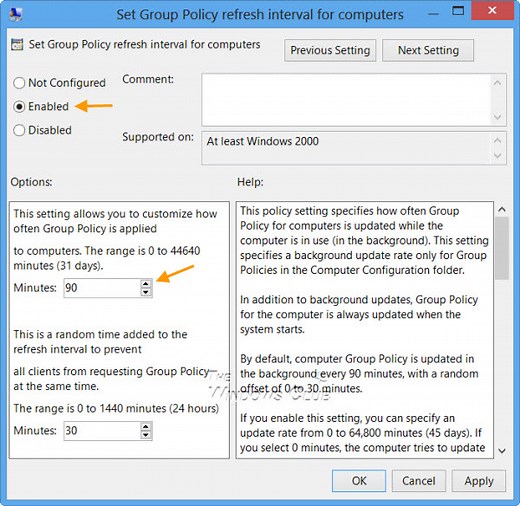 How to change Group Policy Refresh Interval for Windows 11/10 computers