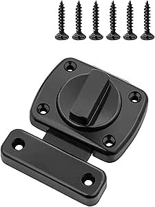 Sliding Bolt Lock Double-Sided Rotating Door Latch Hardware (Black)