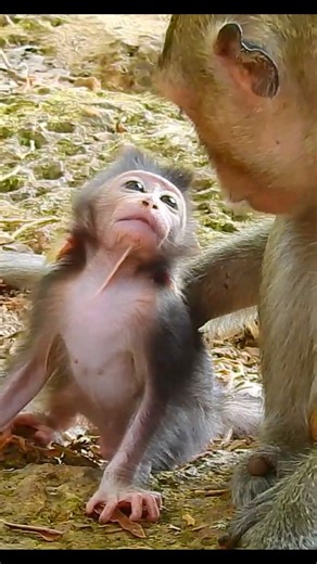 Life of Monkeys: What Is Mother Monkey Teaching Her Child? Baby Take Care Of Me