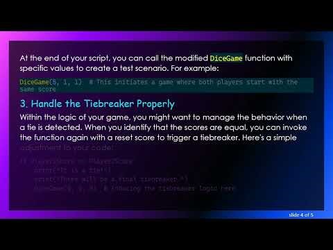 Testing Your Python Dice Game: How to Handle Tiebreakers