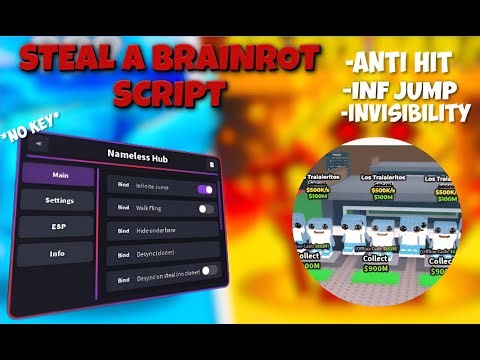 Steal A Brainrot Script - Anti Hit and Infinite Jump