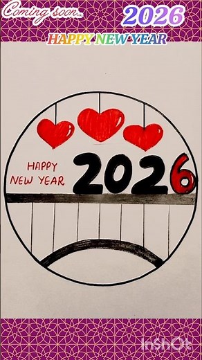 Happy new year drawing 2026/Pencil sketch/2026 new year pencil sketch/circle drawing/#2026 #art