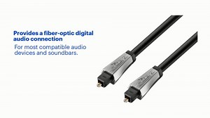 Rocketfish Toslink Optical Audio Cable - Fiber Optic Audio Cable for Home Theater & Sound System - Durable Cable Cord for Quality Audio - Black Optical Cable for TV & Soundbar - 12'