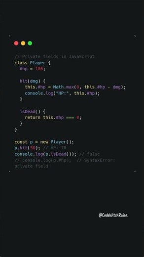 What Does # Mean in JS Classes? Private Fields Explained #coding #javascript #shorts
