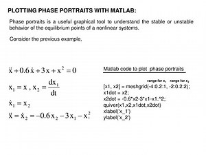 PLOTTING PHASE PORTRAITS WITH MATLAB: - SlideServe
