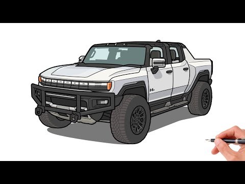 How to draw a HUMMER EV / drawing gmc hummer 2022 electric car