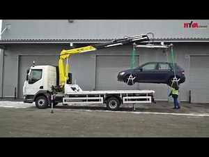Recovery DAF truck lifting car by crane - Hyva Crane Car Recovery Application