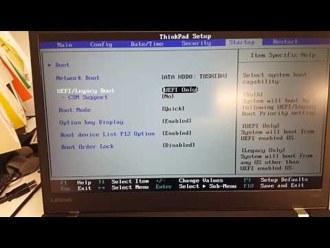 Lenovo BIOS setup