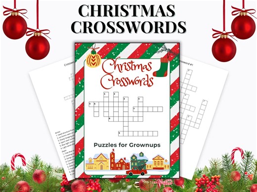 Large Print Christmas Crossword Puzzles for Seniors | 2 Sizes | PDF Download - Etsy