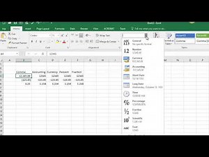 Number Formatting in Excel / Office 365 - Currency, Accounting, Percentage and Fractions