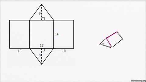 Surface area using a net: triangular prism