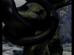 Sluggish Snake girl swallows in stomach anime