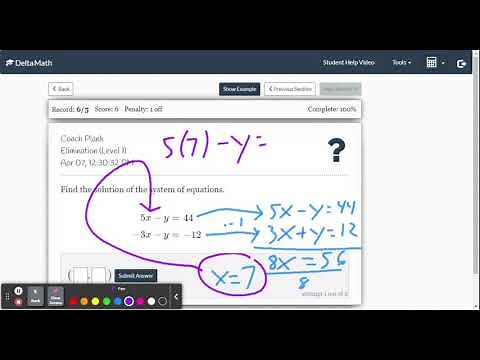 DeltaMath: Solving System of Linear Equations using Elimination Method Level 1