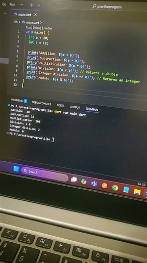 basic arithmetic operations in dart programming language #shorts #flutter