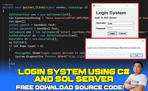 Login Code In C# with SQL Server Free Source Code
