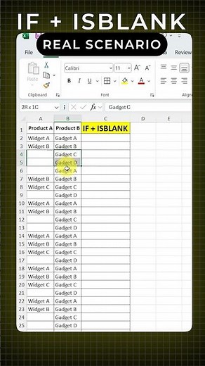 How to easily fill blank cells in Excel using IF and ISBLANK function