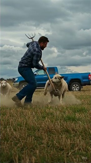Farmer Jumps to Save His Sheep From a Vicious Dog Attack