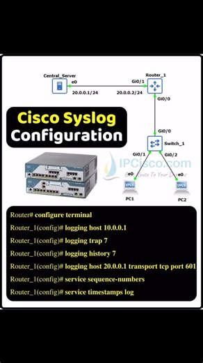 SysLog Configuration & SysLog Levels✨✨!!| IPCisco.com . . CCNA Course: https://ipcisco.com/course/ccna-certification/ . Packet Tracer Lab Files: https://ipcisco.com/cisco-packet-tracer-configuration-examples/ . CCNA Flashcard Questions: https://ipcisco.com/ccna-flashcard-questions/ . Network Quizes: https://ipcisco.com/all-quizes/ . #cisco #ccna #networkengineers | Ipcisco