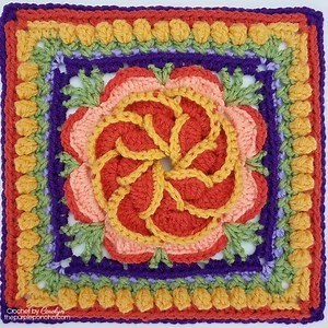 Pinwheel Flower Square - Free Crochet Pattern - The Purple Poncho