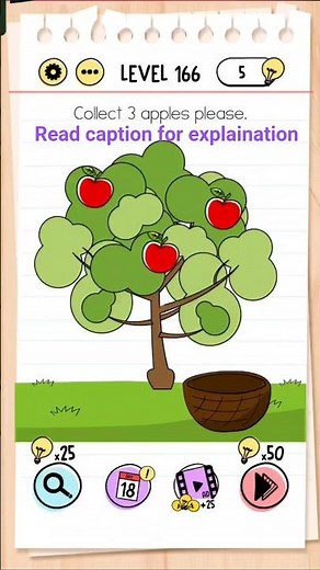 Brain Test Level 166. Collect 3 Apples Please solution