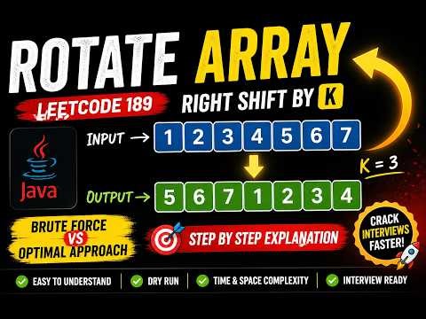 Rotate Array in Java | LeetCode 189 Explained | Brute Force + Optimal Approach