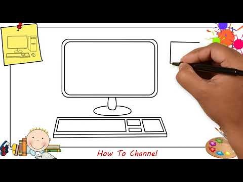 How to draw a computer EASY step by step, beginners