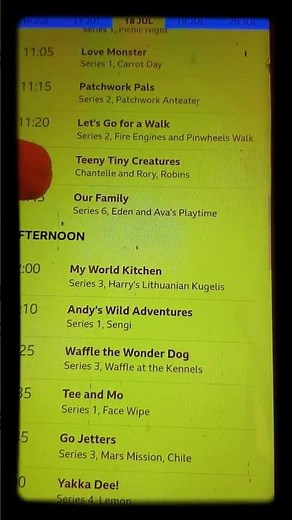 BBC Schedule CBeebies Monday 18 July 2022 8mm