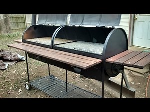 Double barrel bbq pit with steel bottom