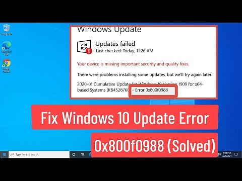 Fix Windows 10 Update Error 0x800f0988 (Solved)