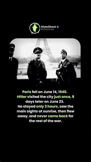 Hitler conquered Paris… then visited ONCE for just 3 hours and never returned 😳 #WW2 #shorts