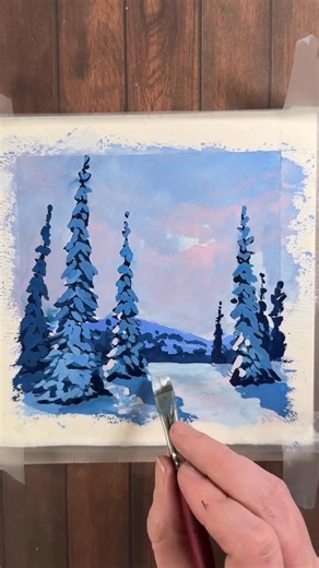 Kelley | Gouache & Acrylic Art on Instagram: "Why take the easy road and paint the sky first, when you can decide to paint the sky halfway through and make things harder for yourself 😂 It worked out in the end! I just added a few extra steps for myself Gouache on cold pressed watercolor paper"