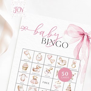 Baby Shower Bingo Cards | Printable Baby Bingo Game | Fun Baby Shower Activity | Instant Download | Girl Baby Bingo | Pink Bow Baby Shower - Etsy Canada
