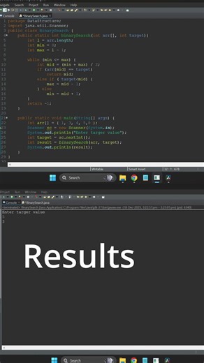 Binary Search Code + Output in Java 👨‍💻✨