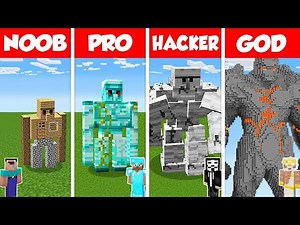 Minecraft Battle: NOOB vs PRO vs HACKER vs GOD: INSIDE GOLEM HOUSE BASE BUILD CHALLENGE / Animation