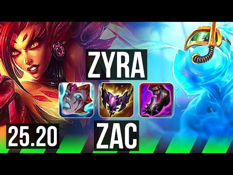 ZYRA vs ZAC (JGL) | Legendary, 65% winrate | KR Grandmaster | 25.20