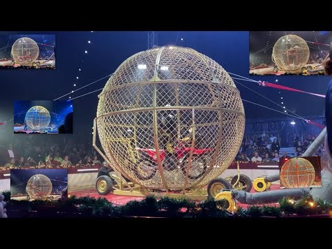 steel ball three motorcycle stunt show ||🏍️winter circus globe of death 🏍️2024 🇳🇱