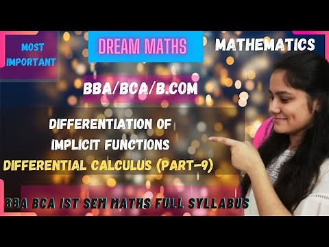 Introduction to implicit differentiation | derivatives of implicit function | BBA Maths| BCA Maths