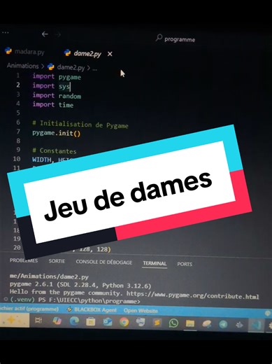 Nous réalisons un jeu de dames avec Python et la bibliothèque Pygame #Programmation #python #dames