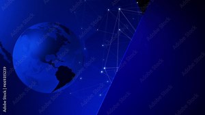 Spinning globe and copy space minimal and clean background template design for visual communication. Breaking news background transform presentation with rotating globe and space for text