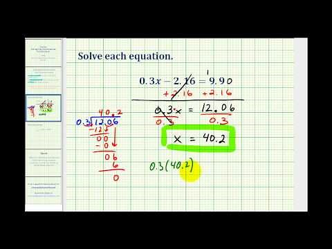 Solving Two Step Equations Involving Decimals