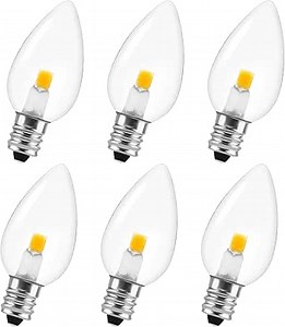 Visther C7 LED-COB Night Light Bulbs, E12 Base Candelabra Replacement Bulb, Warm White String Light, 0.6W Equivalent 7W (6 Pack)