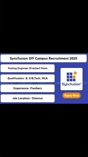 Syncfusion Hiring 2025🔥 Testing Engineer Vacancy | 6–8 LPA Salary | WFH Option👩‍💻 #Syncfusion #Jobs