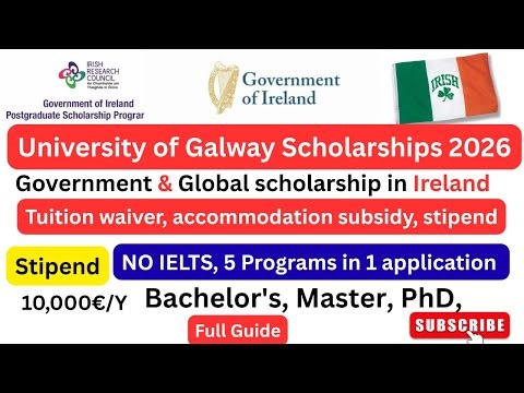 How to Apply for the fully funded Scholarships at the University of Galway, Ireland, 2026 | Guide